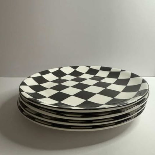 The Check Ceramic Plate - Set of 4