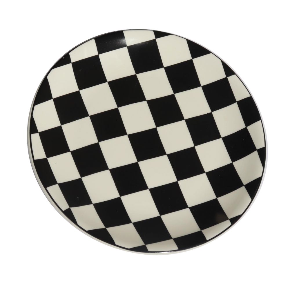 Check Ceramic Plate - Set of 4